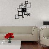 Honana,Creative,Acrylic,Mirror,Sticker,Quartz,Clocks,Square,Watch,Large,Decor