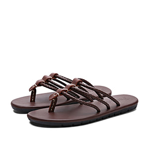 Genuine,Leather,Sandals,First,Layer,Leather,Sandals,Flops,Fashion,Weaving