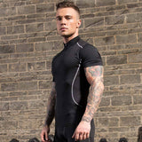 YUERLIAN,Men's,Stand,Collar,Sports,Stretch,Sports,Fitness,Short,Sleeve,Shirts,Casual,Running,Clothes,Sleeve