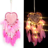 Light,Dreamcatcher,Feather,Bedroom,Heart,Shape,Bedroom,Decoration,Livingroom,Dreamcatcher,Decorations