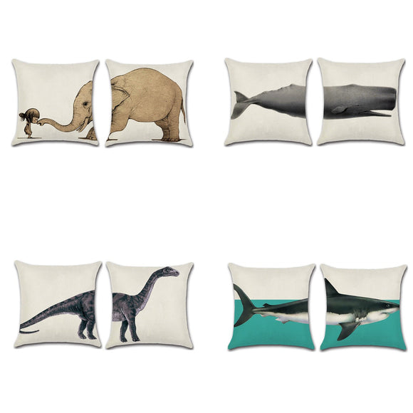 Elephant,Shark,Whale,Dinosaur,Cushion,Cover,Cotton,Linen,Pillow,Throw,Wedding,Decor,Pillowcase