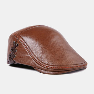 Winter,Adjustable,Genuine,Leather,Beret,Windproof,Outdoor,Layer,Leather,Trucker