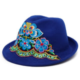 Women,Ethnic,Style,Floral,Embroidered,Outdoor,Protection,Fedora