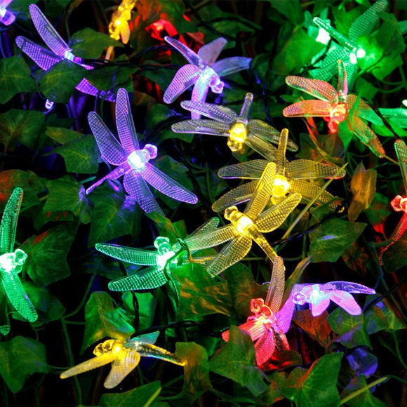 Honana,Dragonfly,Colorful,String,Lights,Solar,Powered,Night,Light,Garden,Decor