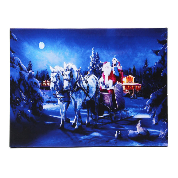 Operated,Christmas,Santa,White,Horse,Street,Canvas,Print