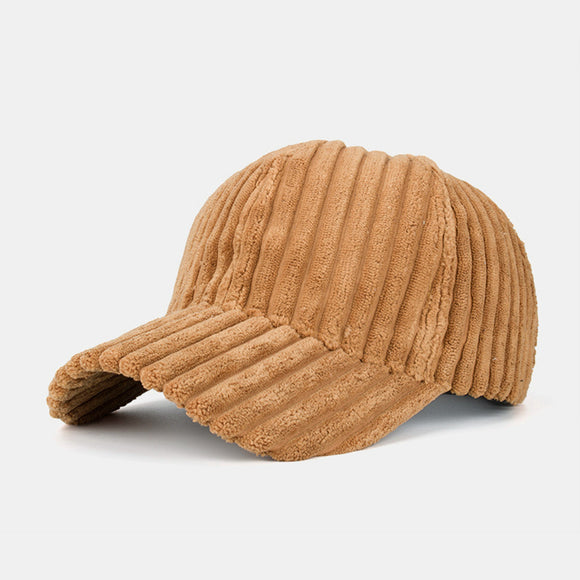 Unisex,Corduroy,Solid,Color,Stripe,Pattern,Curve,Visor,Outdoor,Baseball