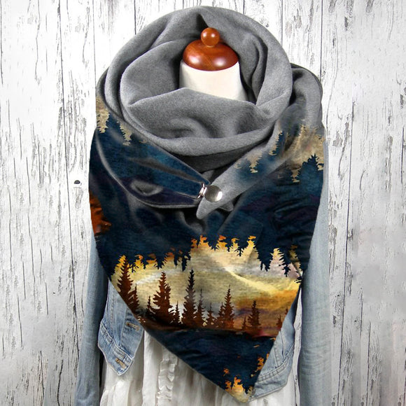 Women,Forest,Treetop,Print,Pattern,Personality,Protection,Scarf