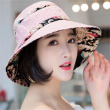 Women,Summer,Printed,Cotton,Fisherman,Foldable,Sunshade,Bucket