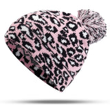 Women,Winter,Casual,Leopard,Print,Pompoms,Knitted,Beanie