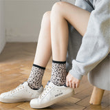 Ladies,Leopard,Print,Breathable,Jacquard,Short,Socks