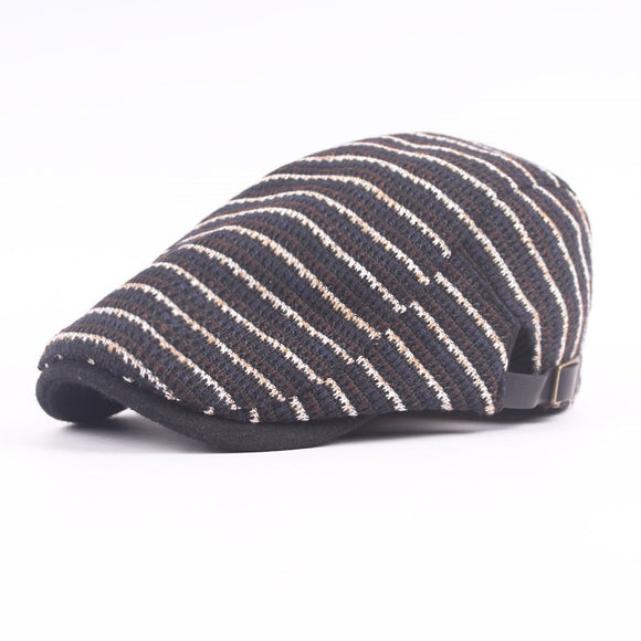 Washed,Knitted,Stripe,Beret,Outdoor,Sport,Adjustable,Visor,Forward