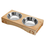 Stainless,Steel,Durable,Double,Bowls,Stand,Feeder,Water