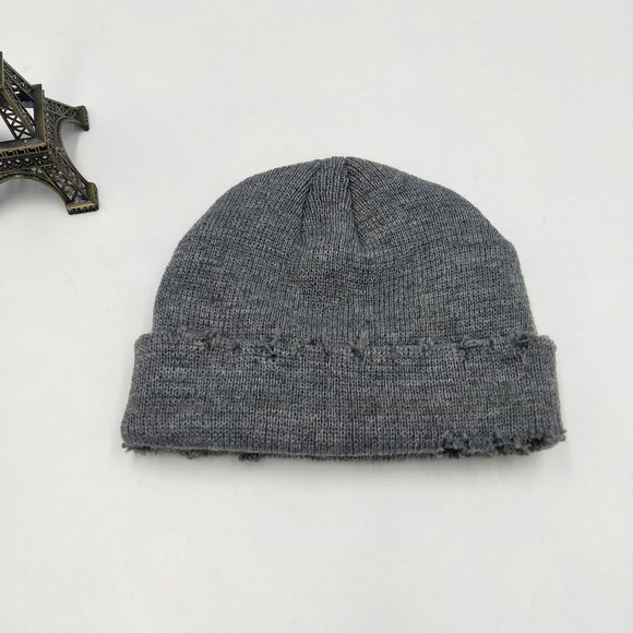 Ripped,Knitted,Landlord,Color,Frayed,Melon,Beanie
