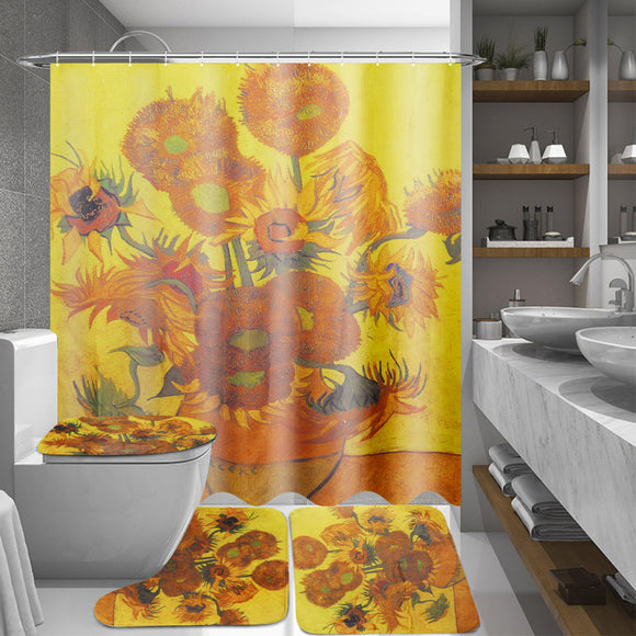 180x180cm,Sunflower,Fabric,Shower,Curtains,Waterproof,Toilet,Cover