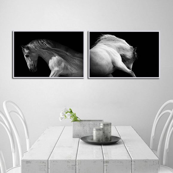 Miico,Painted,Combination,Decorative,Paintings,Black,White,Horse,Decoration