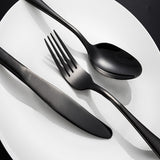 Stainless,Steel,Black,Flatware,Dinnerware,Cutlery,Spoons,Tableware,Kitchen,Dinner