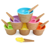 Children's,Plastic,Cream,Bowls,Spoons,Durable,Cream,Dessert