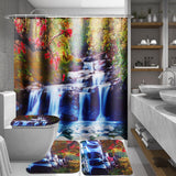 180x180cm,Swans,Flowers,Cascade,Waterproof,Shower,Curtain,12pcs,Hooks,Bathroom