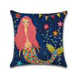 Mermaid,Printed,Cotton,Linen,Cushion,Cover,Square,Decor,Comfortable,Pillow
