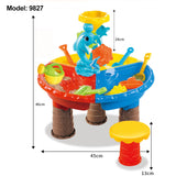 Children,Water,Table,Outdoor,Beach,Bucket,Shovel,Chair,Table