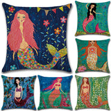 Mermaid,Printed,Cotton,Linen,Cushion,Cover,Square,Decor,Comfortable,Pillow