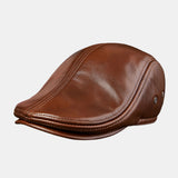 First,Layer,Cowhide,Men's,Leather,Beret,Fashion,Forward,Beret