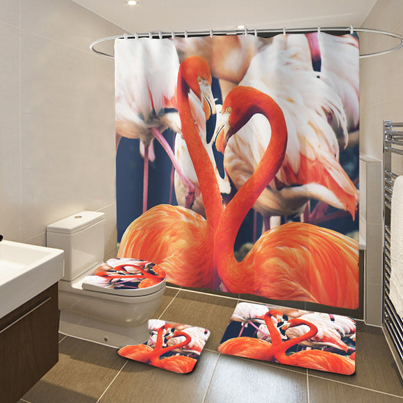 Flamingo,Waterproof,Bathroom,Shower,Curtain,Pedestal,Toilet,Cover,Shower,Curtains,Bathroom,Decor