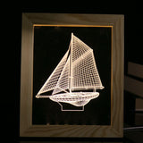 KCASA,Photo,Frame,Illuminative,Night,Light,Wooden,Sailboat,Desktop,Decorative