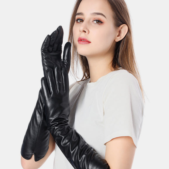 Women,Genuine,Leather,Outdoor,Fashion,Velvet,Gloves,Riding,Cycling