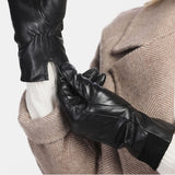 Women,Genuine,Leather,Outdoor,Fashion,Velvet,Gloves,Riding,Cycling