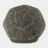 British,Style,Plaid,Pattern,Casual,Octagonal,Beret