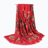 90*180CM,Women,Linen,Summer,Chinese,Floral,Painting,Scarf,Outdoor,Breathable,Flower,Shawl