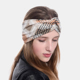 Women,Lattice,Printing,Outdoor,Sport,Headdress,Elastic,Cross,Headband