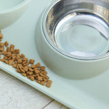 Stainless,Steel,Double,Puppy,Water,Feeder