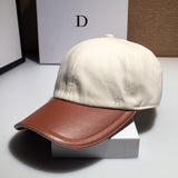 Unisex,Leather,Cotton,Contrast,Color,Personality,Casual,Fashion,Sunvisor,Baseball