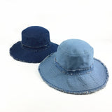 Women,Denim,Shabby,Sunshade,Bucket,Outdoor,Sunscreen,Visor,Floppy