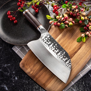 KCASA,MCD39,Stainless,Steel,Forged,Knife,Cleaver,Butcher,Knife,Kitchen,Knife,Ebony,Handle