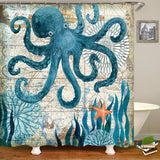 Octopus,Waterproof,Bathroom,Shower,Curtains,Curtain,Hooks
