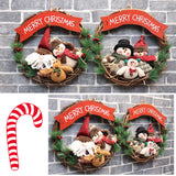 Christmas,Rattan,Wreath,Decorations,Santa,Claus,Snowman,Garland