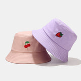 Women,Summer,Protection,Fruit,Pattern,Embroidery,Casual,Visor,Bucket