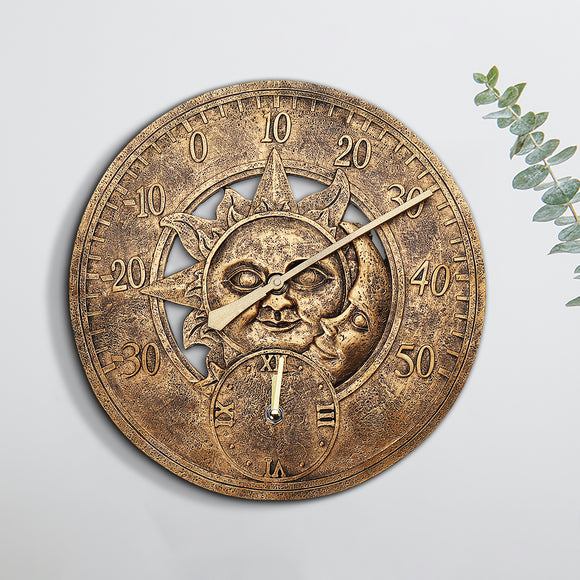 Waterproof,Outdoor,Indoor,Garden,Station,Clock,Thermometer