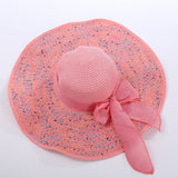 Women,Folding,Woven,Brimmed,Bucket,Outdoor,Beach,Dress,Visor,Bowknot