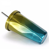Stainless,Steel,Gradient,Color,Diamond,Double,Travel,Water,Bottles,Straw
