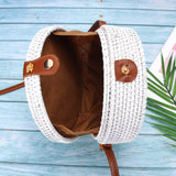 Women,Straw,Beach,Rattan,Woven,Round,Shoulder,Crossbody,Handbag,Outdoor,Travel