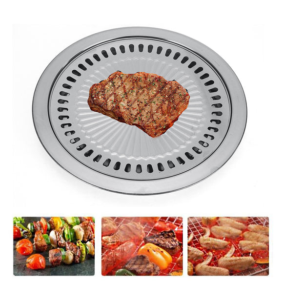 Stainless,Steel,Grill,Plate,Barbecue,Stick,Coating,Roaster,Plate,Camping,Picnic