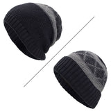 Winter,Plaid,Fleecy,Curlable,Beanie,Outdoor,Slouch,Double,Layers,Knitted