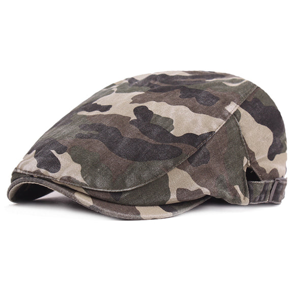 Washed,Cotton,Camouflage,Beret,Newsboy,Buckle,Adjustable,Outdoors,Sunshade,Forward