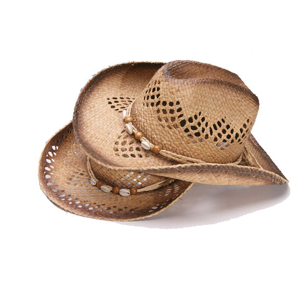 Unisex,Summer,Straw,Cowboy,Shells,Breathable,Elegant,Panama,Sunbonnet,Beach