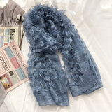 Women,Fleece,Flower,Hallow,Autumn,Winter,Protection,Elegant,Casual,Scarf,Shawl