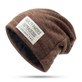 Velvet,Thick,Beanie,Casual,Double,Layers,Letter,Solid,Slouchy,Skullcap